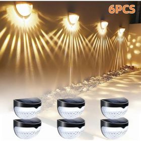 12/6 Solar Fence Lights, Solar Platform Lights, Solar Wall Lights, Rechargeable Solar Cells, Suitable For Front Porches, Security Lights, Wall Install (Option: Warmcolors-6PCS)