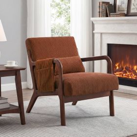 Armchair With Backrest, Made Of Solid Wood Frame, Suitable For Comfortable Reading In Small Living Rooms, Bedrooms And Guest Rooms. (Option: Orange)