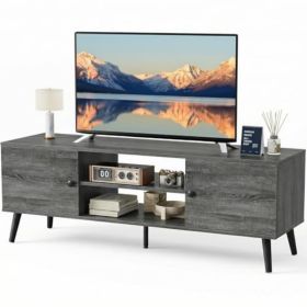 A TV Cabinet Suitable For 55-inch Or 60-inch TVs, Featuring Storage Function, Media Control Console Table, And 2 Drawer Cabinets (Option: Grey)