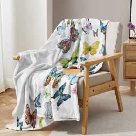 1pc Colorful Butterfly Printed Blanket, Skin Friendly Soft Casual Blanket, Cover Blanket, Multi Scene Warm Decorative Blanket, Suitable For All Season (Option: 150x200cm-White)