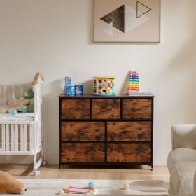 Tall Dresser Fabric Storage Tower ,Wooden Top For Kid Room, Closet, Entryway, Nursery (Option: Brown)