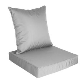 Outdoor Seat Cushion Set Waterproof Patio Furniture Cushion And Back Pillow Fade Resistant Deep Seat Set Chair Pad With Removable Cover For Chair Sofa (Option: SilverGrey)