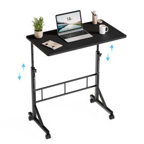 31.5-inch Adjustable-height Mobile Desk, Equipped With Locking Wheels And Clasps, Suitable For Mobile Desks And Active Home Offices (Option: Black)