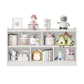 Wooden Storage Cabinet With 5 Sections, Montessori Kids Bookshelf And Toy Organizer For Nursery, Playroom & Classroom (Option: White)
