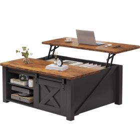 Coffee Table, Central Dining Table With A Height-adjustable Platform, Wooden Central Coffee Table With Storage Function And Adjustable Shelves (Option: Black)