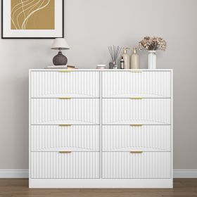 Modern 8 Drawers Dresser Chests For Bedroom,47.2 Wide Wood Chest Of Drawers With Gold Metal Handle,Drawer Organizer For Bedroom,Living Room,Hallway An (Option: White)