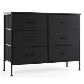 Tall Dresser Fabric Storage Tower ,Wooden Top For Kid Room, Closet, Entryway, Nursery (Option: Black 6BC)