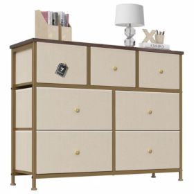 Fabric Dresser For Bedroom, Chest Of Drawers Organizer Storage Cabinet For Closet And Entryway (Option: Khaki7BC)