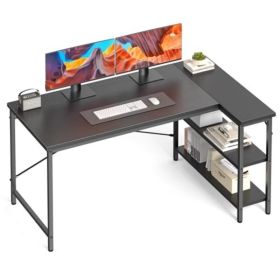 L-shaped Office Desk, 39-inch Computer Desk, Writing Work Desk With Reversible Storage Rack (Option: Black 55in)