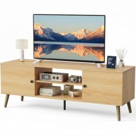 A TV Cabinet Suitable For 55-inch Or 60-inch TVs, Featuring Storage Function, Media Control Console Table, And 2 Drawer Cabinets (Option: Wood Color)