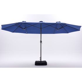 15-foot Three-head Patio Shade Umbrella, Covering An Area Of 135 Square Feet, With UV50  And Waterproof Canopy, Including Base And Sandbags (Option: Navy)