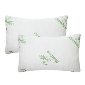 2Pcs Or 1Pcs Bamboo Memory Foam Pillow Hypoallergenic Bed Pillow For Head Neck Rest Sleeping Shredded Pillow Washable Cover Queen Size Pillow (Option: Queen-2Pcs)