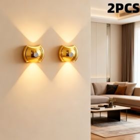 LED Modern Indoor Wall Light With Motion Sensor 3 Color Modes 2700K 4500K 6500K USB Rechargeable Magnetic Portable Wall Sconce For Living Room Bedroom (Option: Gold-2PACK)