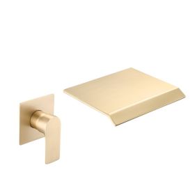 Wall Mount Bathtub Faucet Brushed Gold Single Handle Modern Bathroom Sink Faucet With Rough In Valve High Flow Filler Waterfall Tub Spout (Option: Brushed Gold)