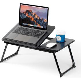 Adjustable Laptop Desk,Bed Computer Desk, Foldable Study Desk, Bedroom, Children's Adjustable Table, Small Coffee Table, Dining Table, Adjustable Soli (Option: Black)