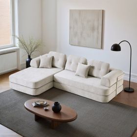 104  Boneless Sofa,Sectional Compressed Couch With Chaise, Deep Seat Modular Sectional Sofa Chenille Memory Foam Sofa Boneless Couches For Living Room (Option: LIGHT GREY)