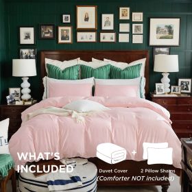 This High-quality White And Pink Oversized Solid Color Duvet Cover Set Includes One Duvet Cover And Two Pillowcases. Its Universally Appealing Design (Option: Pink-Q)