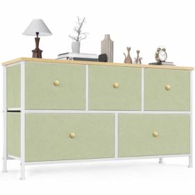 Fabric Dresser For Bedroom, Chest Of Drawers Organizer Storage Cabinet For Closet And Entryway (Option: Light green5BC)