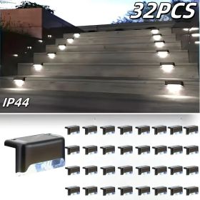 Led Solar Deck Lights 32 Pack Waterproof And Wide Use For Outdoor Stairs Step Fence Railing Yard And Patio Auto On/Off Easy Installation(Warm White) (Option: Whitelight32PCS)
