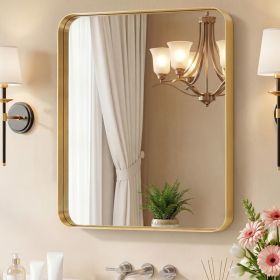 Wall Mirror With Rectangular Metal Frame (Option: Gold3236)