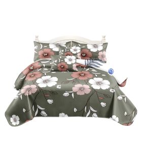 5 Piece Reversible Duvet Cover Set, US Designer Sage Green Vintage Floral Print Heavyweight Bedding Set With Pillow Shams And Throw Cushion Covers, Pe (Option: QUEEN)