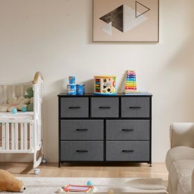Tall Dresser Fabric Storage Tower ,Wooden Top For Kid Room, Closet, Entryway, Nursery (Option: Gray)