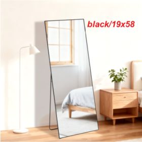 Rectangle Full Length Mirror, Full Body Standing Mirror Floor Mirrors (Option: Black19x58)