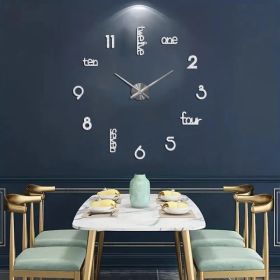 Large Modern Art Deco Wall Clock Silent Acrylic Unique Decorative Wall Clocks For Living Room Bedroom Home Office Hotel Classroom (Black) (Option: silvery)