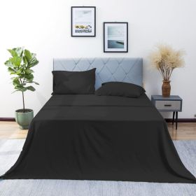 California King Sheet Set 4 Pieces Soft California King Size Sheets Cooling & Breathable Hotel-Quality Easy Care Polyester Microfiber Bedding For Wome (Option: Black-Q)