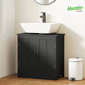 Bathroom Sink Cabinet, Pedestal Sink Cabinet With Adjustable Shelf, Black (Option: Black-700x385x145 mm)