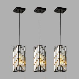 4in Modern Crystal Pendant Light - 3 Pack, Adjustable Hanging Ceiling Lamp With Crystal Prism Design For Dining Room, Kitchen Island, And Living Room (Option: Default)