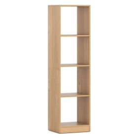 5 Tiers 4 Cube Narrow Bookshelf With 4 Anti-Tipping Kits For Living Room, Study Room, Bedroom (Option: Natural)