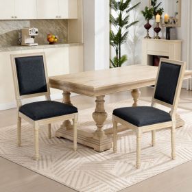 French Country Dining Chairs Set of 2, Upholstered  Chairs with  Square Back, Wire drawing and carving techniques ,Disassemblable ,  for Living Room, (Option: Grey)