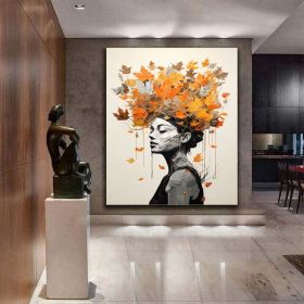 Original Maiden art face Canvas Art Woman Face Artwork Colorful female art Lady Painting Framed Woman painting Faceless Portrait Painting (Style: 01, size: 50X70cm)