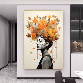 Original Maiden art face Canvas Art Woman Face Artwork Colorful female art Lady Painting Framed Woman painting Faceless Portrait Painting (Style: 01, size: 80x120cm)