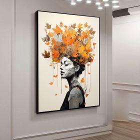 Original Maiden art face Canvas Art Woman Face Artwork Colorful female art Lady Painting Framed Woman painting Faceless Portrait Painting (Style: 01, size: 120x160cm)