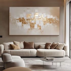White gold Oversize Framed Oil Painting Canvas Artwork Extra Large Modern Palette Knife Texture Abstract Wall Art (Style: 01, size: 80x120cm)