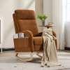 Modern Accent Rocking Chair Rocking Chair with Solid Wood Legs, Upholstered Nursery Glider Rocker, Comfy Armchair with Side Pocket