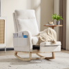 Modern Accent Rocking Chair Rocking Chair with Solid Wood Legs, Upholstered Nursery Glider Rocker, Comfy Armchair with Side Pocket
