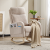 Modern Accent Rocking Chair Rocking Chair with Solid Wood Legs, Upholstered Nursery Glider Rocker, Comfy Armchair with Side Pocket