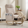 Modern Accent Rocking Chair Rocking Chair with Solid Wood Legs, Upholstered Nursery Glider Rocker, Comfy Armchair with Side Pocket