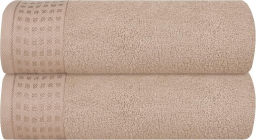 100% Cotton 2 Pack Oversized Bath Towel Set 28x55 Inches, Ultra Soft Highly Absorbant Compact Quickdry & Lightweight Large Bath Towels (Color: Tan)