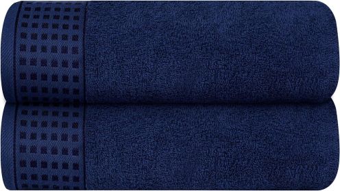 100% Cotton 2 Pack Oversized Bath Towel Set 28x55 Inches, Ultra Soft Highly Absorbant Compact Quickdry & Lightweight Large Bath Towels (Color: Navy Blue)