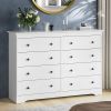 8 Drawer Dresser For Bedroom, Wood Storage Cabinet With Golden Metal Handles, Modern Closet Of Drawers for Living Room