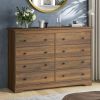 8 Drawer Dresser For Bedroom, Wood Storage Cabinet With Golden Metal Handles, Modern Closet Of Drawers for Living Room