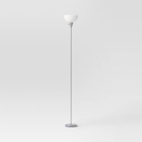 Torchiere Floor Lamp Black Minimalist Standing Light with 3-Way Switch Light Bulbs Not Included (Color: Silver)