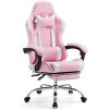 Video Game Desk Chair - Ergonomic Computer with Footrest and Comfy Lumbar Support, PU Leather Recliner with Headrest, Fixed Up Armrest,
