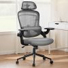 High Back Desk Chair with Adjustable Lumbar Support & Headrest,Comfortable Mesh Computer Chair with Soft Flip Up Arms, Adjustable Height and 120°Tilt