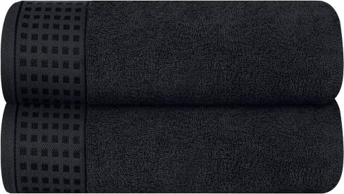 100% Cotton 2 Pack Oversized Bath Towel Set 28x55 Inches, Ultra Soft Highly Absorbant Compact Quickdry & Lightweight Large Bath Towels (Color: Black)