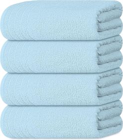 Pack of 4 Extra Large Bath Towels 30 x 60 Inches, 100% Cotton, Larger & Lighter Weight, Quicker to Dry, Super Soft and Absorbent, Perfect for Bathroom (Color: Sky Blue)